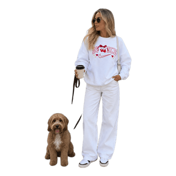 Embroidered white sweatshirt