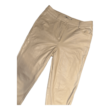Beige faux leather trousers