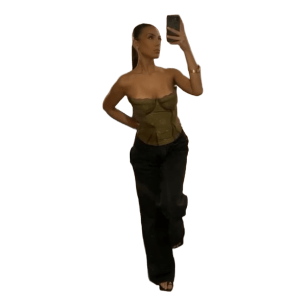 Khaki lace corset top