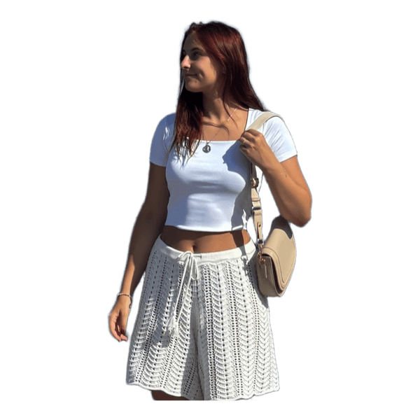 White summer braided shorts