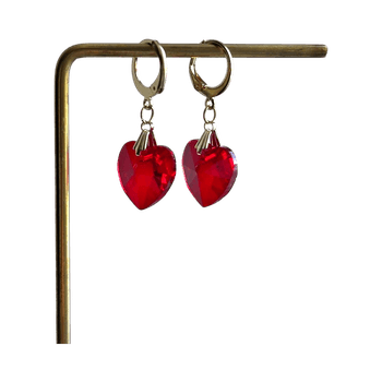 Red heart pendant earrings