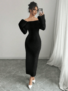 Off-shoulder maxi sweater dress