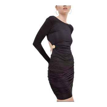 Guess Black Bodycon Dress XL – Y2K Party Glam Backless Ruched Dress