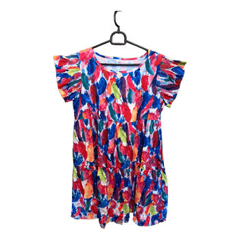 Colorful feather print dress