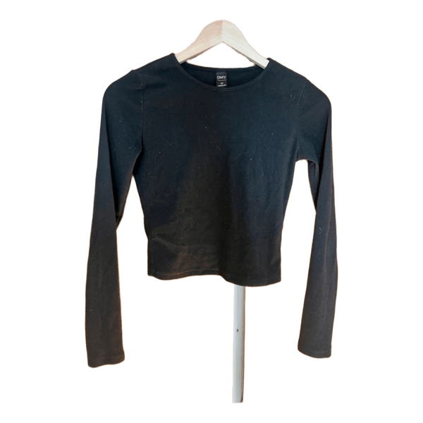 Sort langærmet crop top