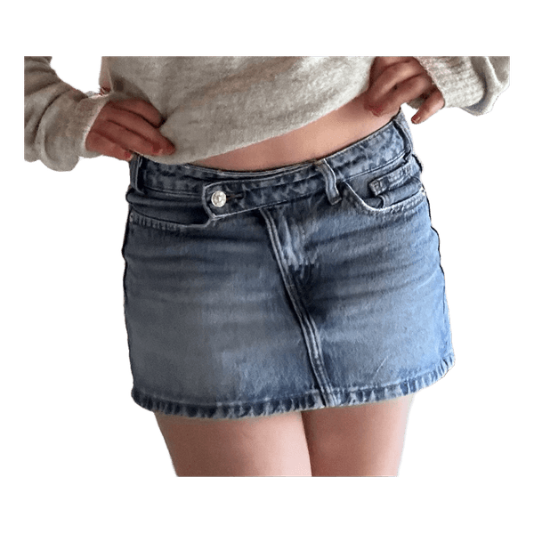 Unik Zara denim mininederdel med asymmetrisk lukning