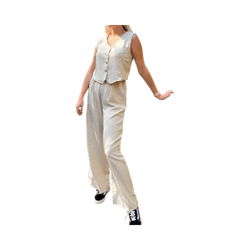 Beige two-piece jumpsuit
