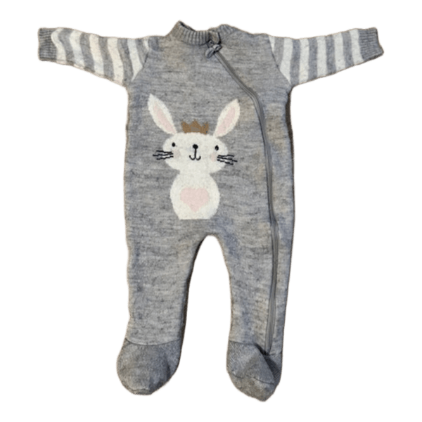 Grey bunny baby romper