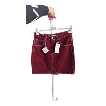 Burgundy denim mini skirt
