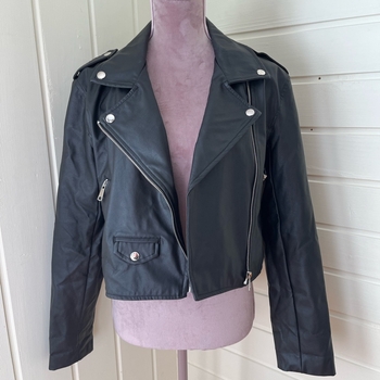 Black faux leather biker jacket