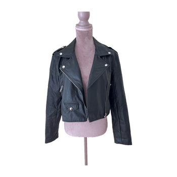 Black faux leather biker jacket