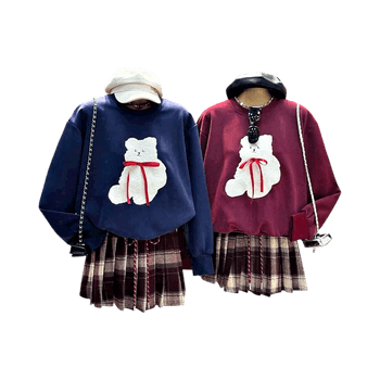 Sweater and plaid skirt set