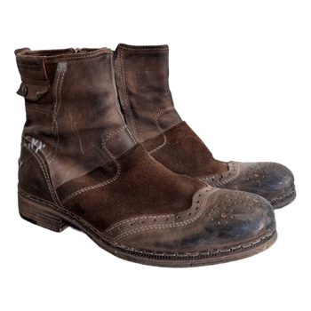 Brown leather ankle boots