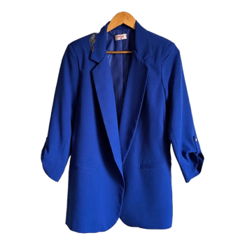 Blue open front blazer