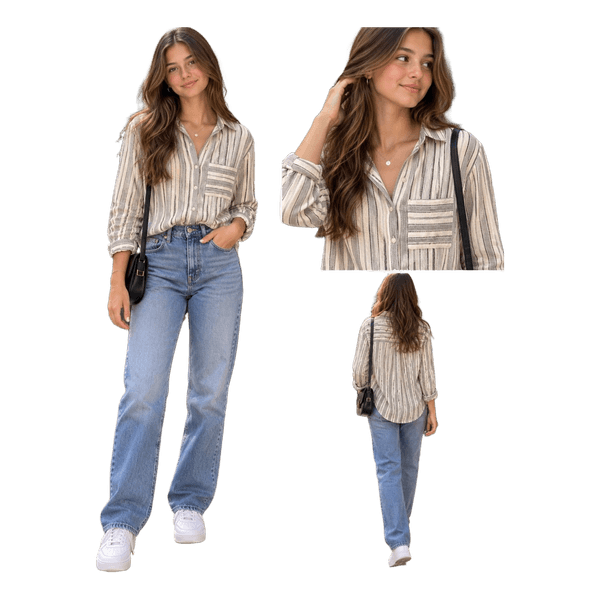 Nutmeg striped button shirt