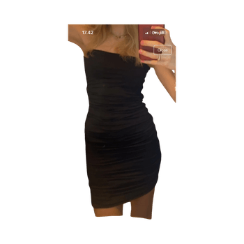 Black ruched mini dress
