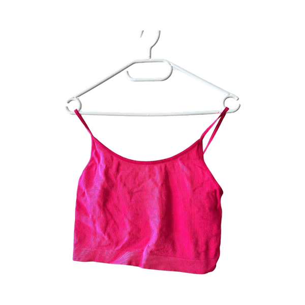 Pinkki ribattu croptop
