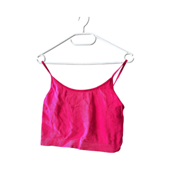 Pinkki ribattu croptop