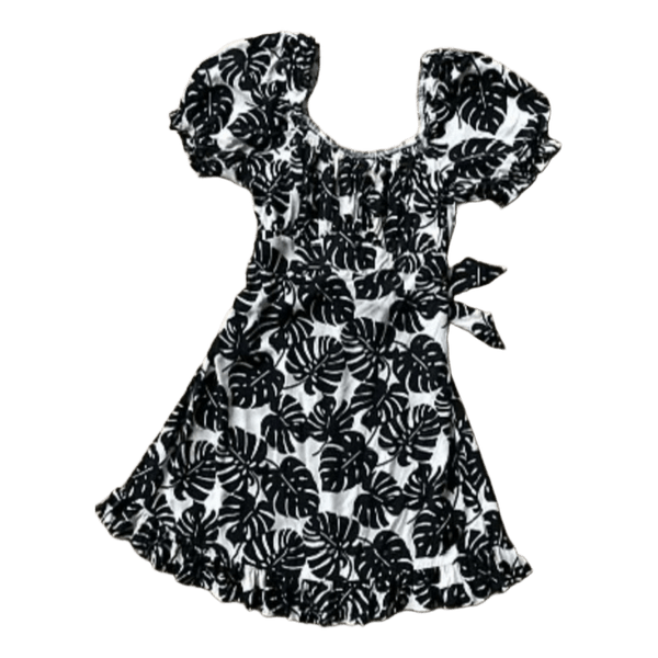 Primark Black/Cream Puff Sleeve Tea Dress • M