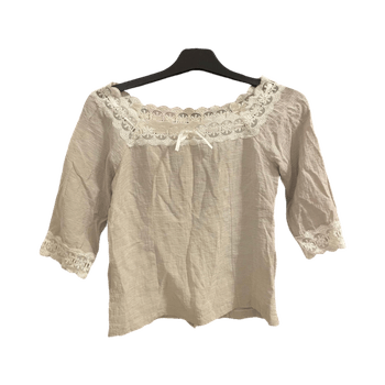 Beige lace trim blouse