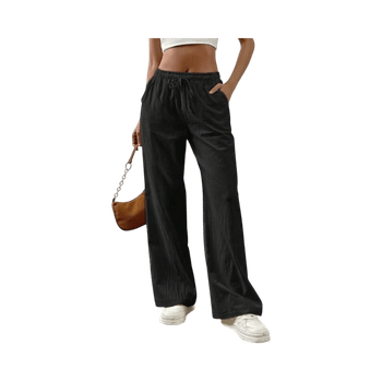 Musta leveälahkeiset housut