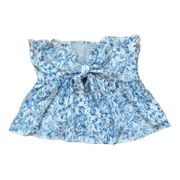 Blue floral strapless top