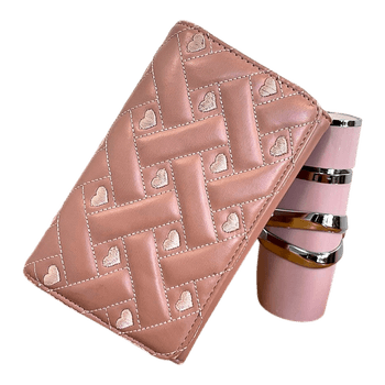 Pink heart quilted wallet