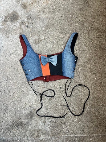 Avant garde corset crop top asymmetrical upcycled unique rare avant garde