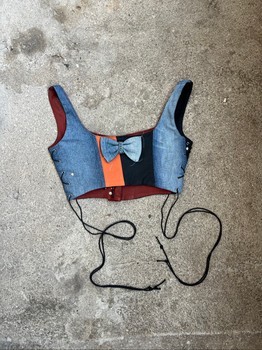 Avant garde corset crop top asymmetrical upcycled unique rare avant garde