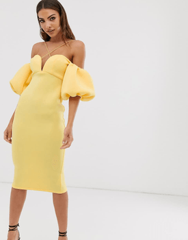 Bardot bubble sleeve dress