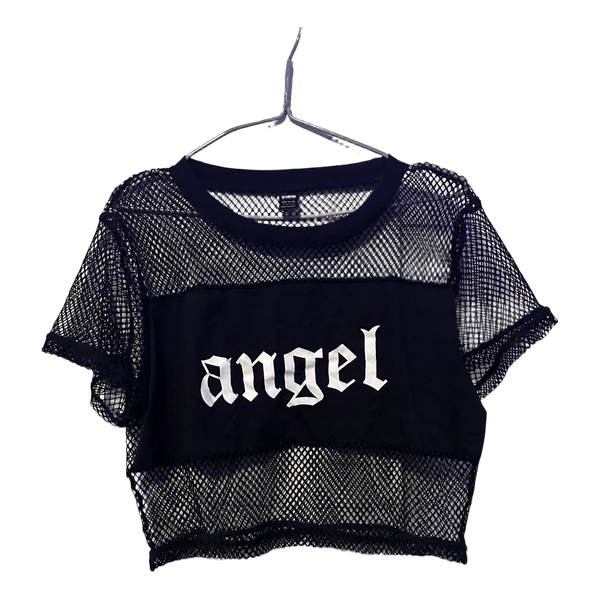 Black fishnet angel top
