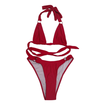 Red wrap bikini set