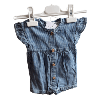 Blue striped romper
