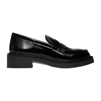 Black patent leather loafers