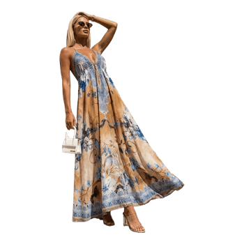 Beige floral maxi dress