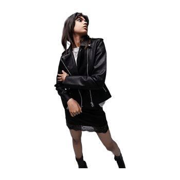 Black faux leather biker jacket