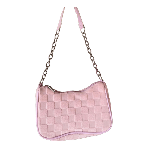 Pink checkered shoulder bag