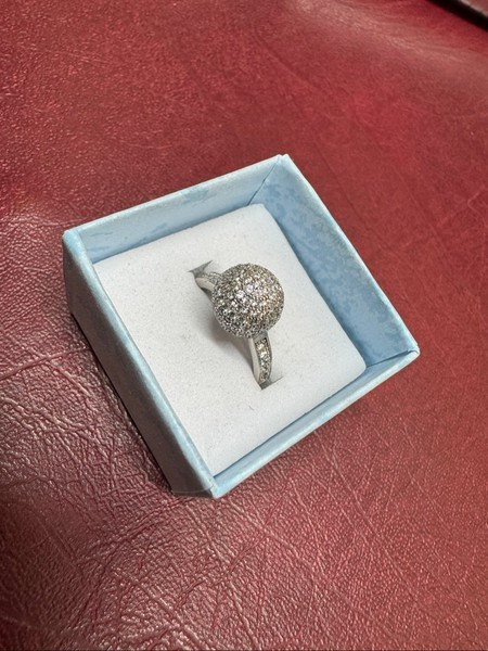 New 925 Silver Bubble Ring with Zirconia | Size 16.8 | NOS