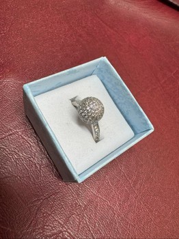New 925 Silver Bubble Ring with Zirconia | Size 16.8 | NOS