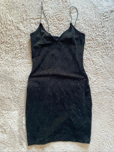Black velvet mini dress