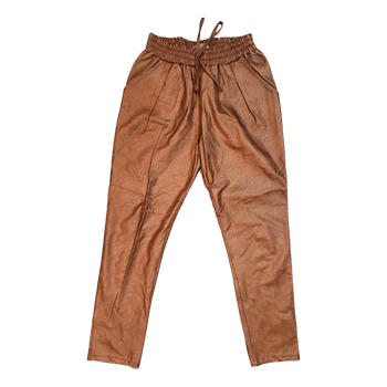 Bronze faux leather trousers