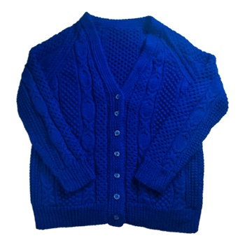 Aran-tyyli Neuletakki - Sininen - M