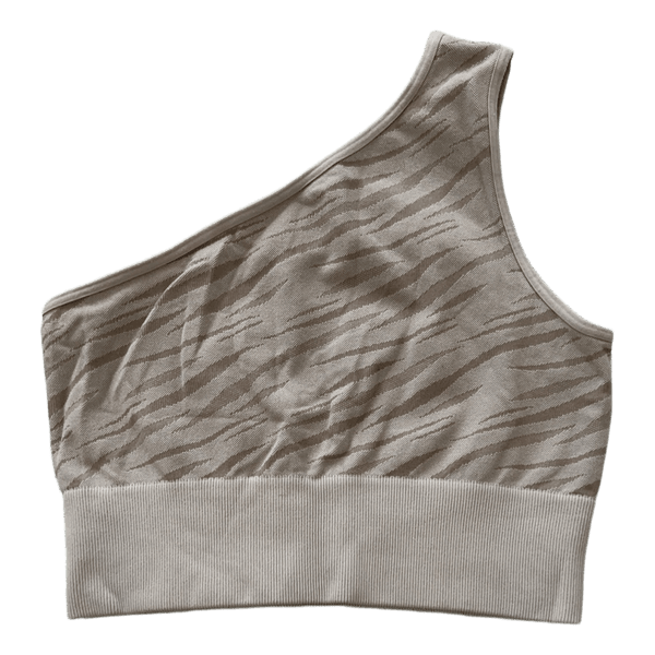 Beige one shoulder training top
