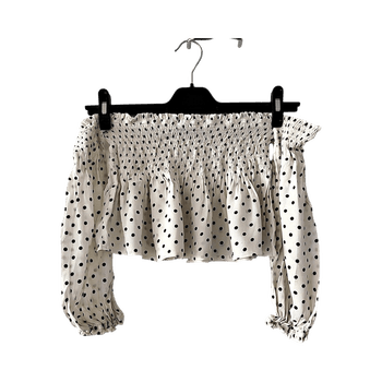 Polka dot off-shoulder crop top