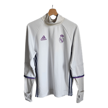 Adidas Real Madrid 2016/17 Training Top Off White Purple Footballcore Climacool Long Sleeve M