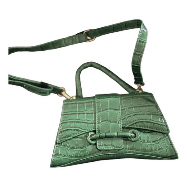 Grüne Handtasche in Krokoprägung