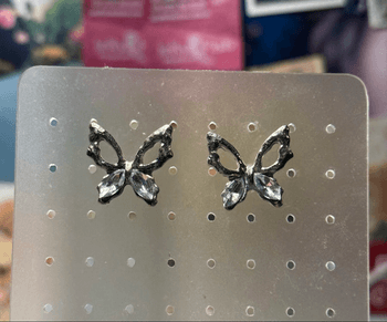 Silver butterfly stud earrings