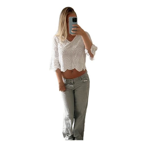Hvid blondebluse