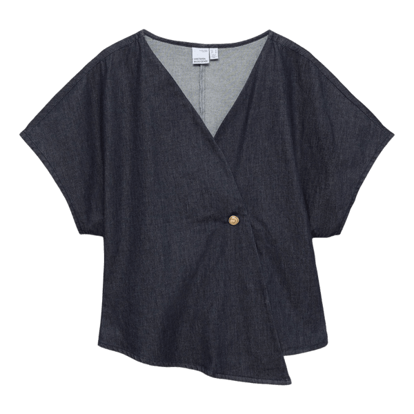 Mørkeblå denim slå-om top
