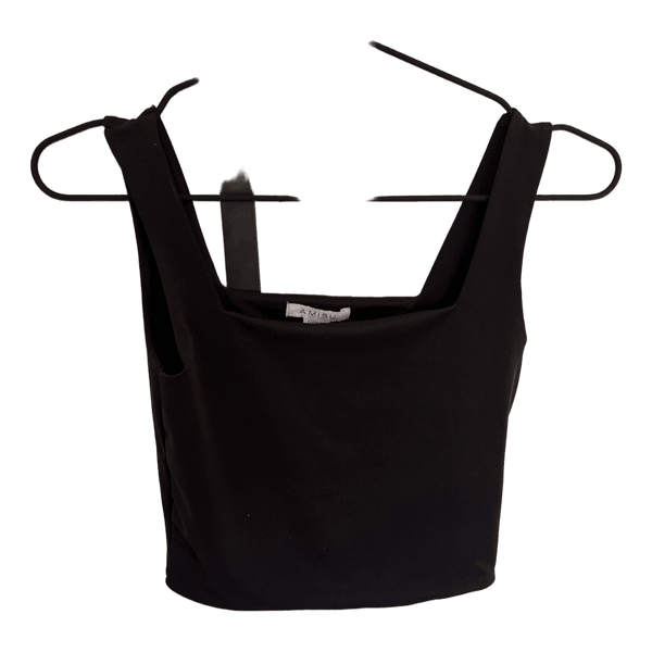 Black square neck tank